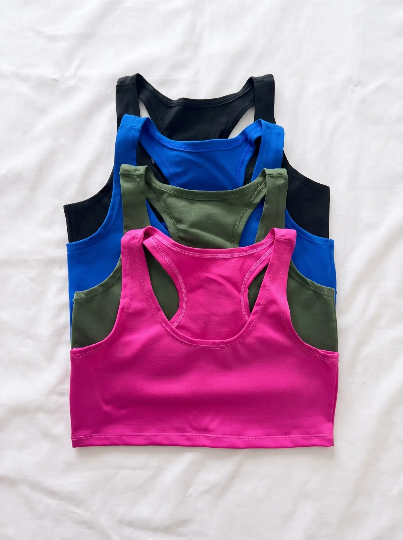 Top Zosma básico en negro, azul rey, verde militar y fucsia